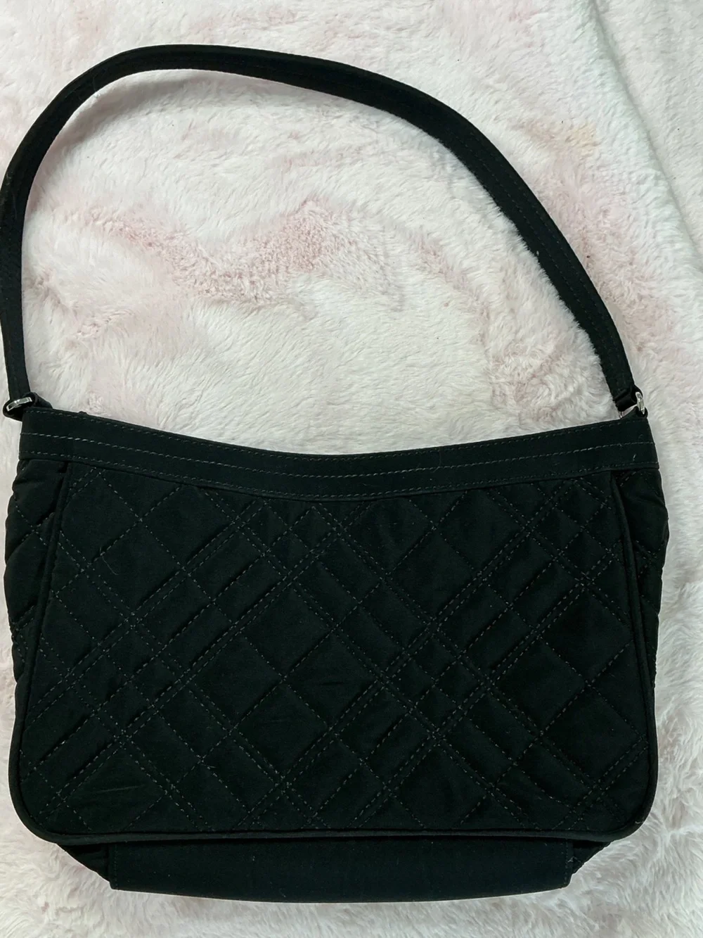 Vera Bradley Black Quilted Shoulder Bag with Front Zip D24